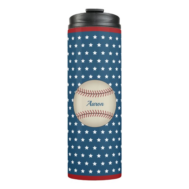 Personalized Patriotic Baseball Travel Mug (Front)