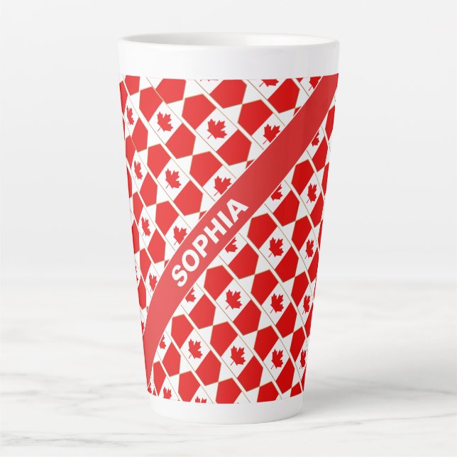 Personalized Patriotic Canada Flag Latte Mug (Front)