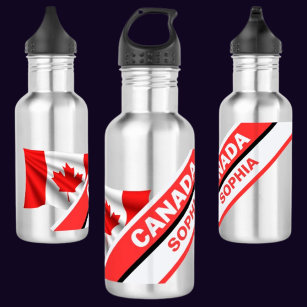 Personalized Patriotic Canada Flag   Stainless Steel Water Bottle