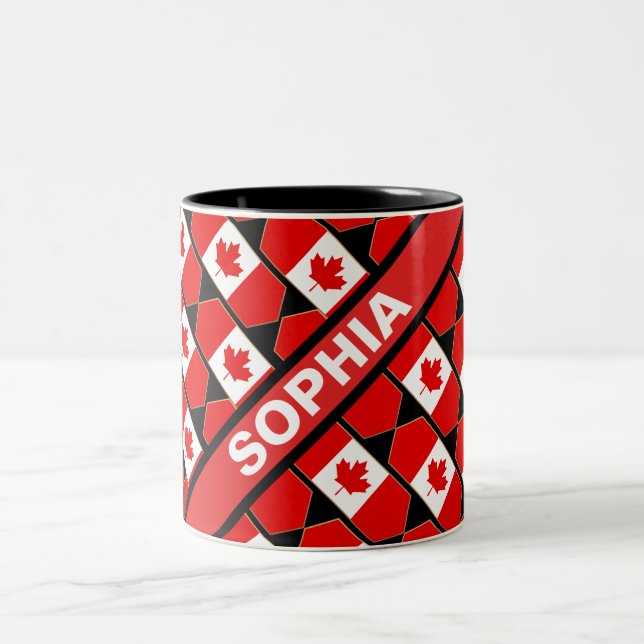 Personalized Patriotic Canada Flag  Two-Tone Coffee Mug (Center)