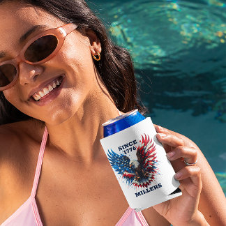 Personalized Patriotic Colors America Bold Eagle Can Cooler