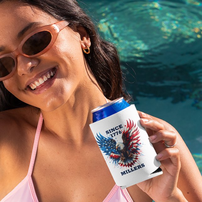 Personalized Patriotic Colors America Bold Eagle Can Cooler (Creator Uploaded)