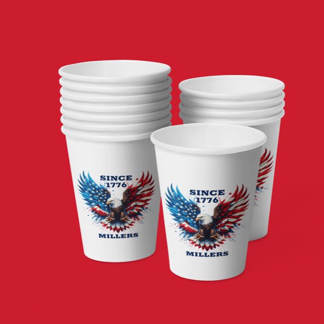 Personalized Patriotic Colors America Bold Eagle Paper Cups (Creator Uploaded)