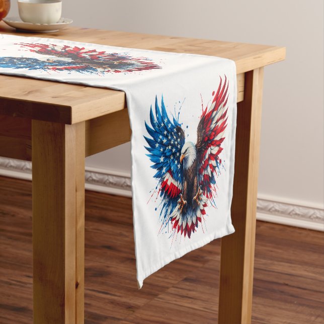 Personalized Patriotic Colors America Bold Eagle Short Table Runner (In Situ)