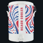Personalized Patriotic Colors of American Flag  Beverage Cooler<br><div class="desc">Abstract American flag,  red,  white,  and blue,  stars and stripes with customizable typography. Show your patriotism on every beach outing.</div>