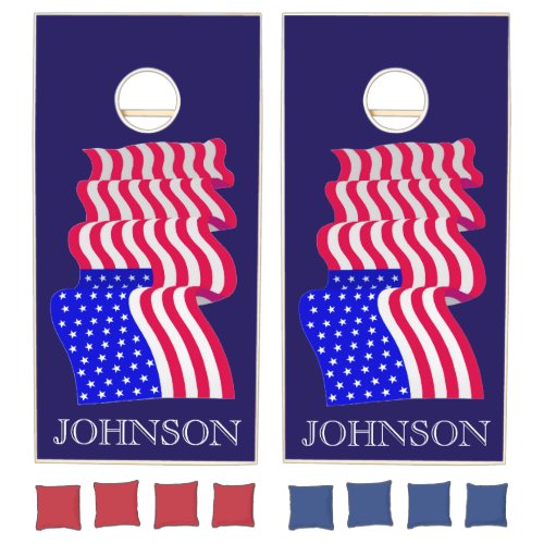 Personalized patriotic cornhole set
