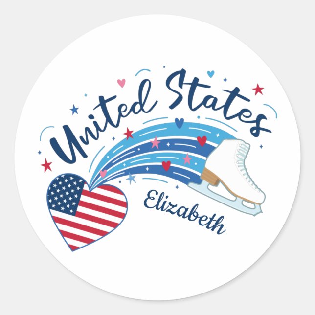 Personalized Patriotic Figure Skating Sticker (Front)
