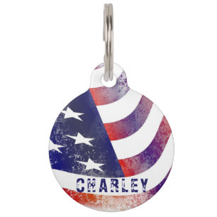 Personalized Patriotic Flag Pet ID Tag