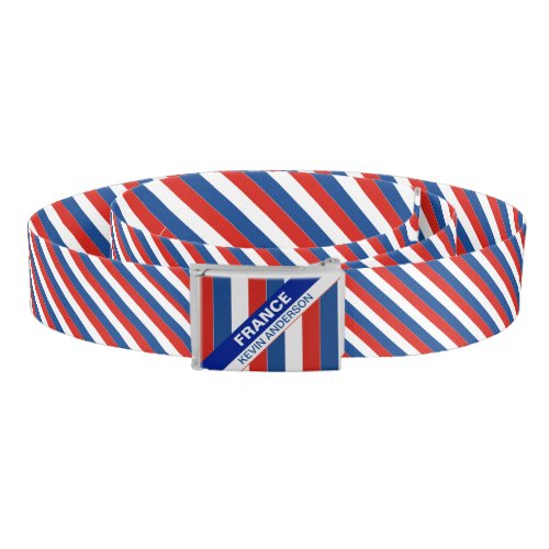 Personalized Patriotic France Flag Belt