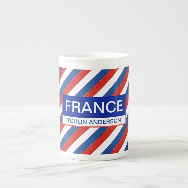 Personalized  Patriotic France Flag Bone China Mug (Front)