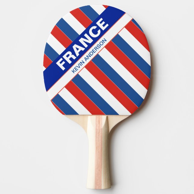 Personalized Patriotic France Flag Ping Pong Paddle (Front)