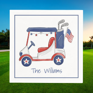 Personalized Patriotic Golf Cart / Red White Blue  Napkins