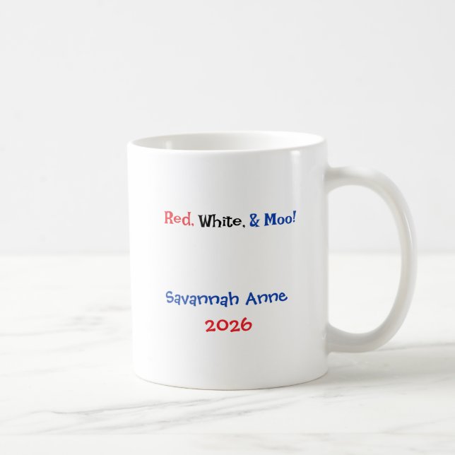 Personalized Patriotic Highland Cow Coffee Mug (Right)