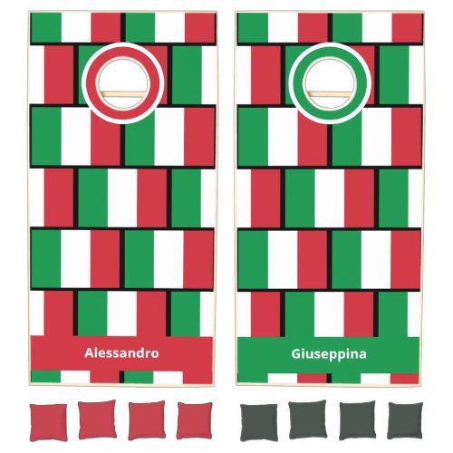 Personalized Patriotic ITALIAN FLAG Cornhole Set