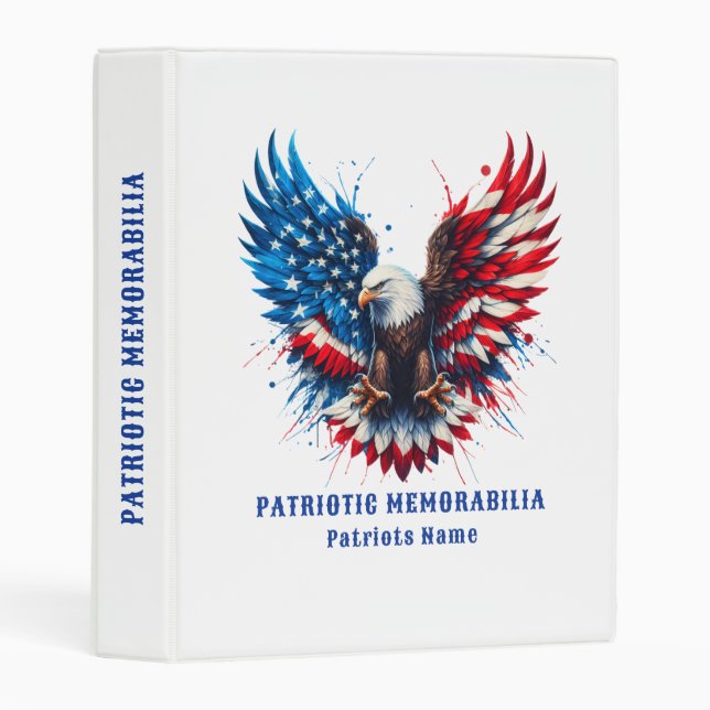 Personalized Patriotic Memorabilia American Eagle Mini Binder (Front/Spine)