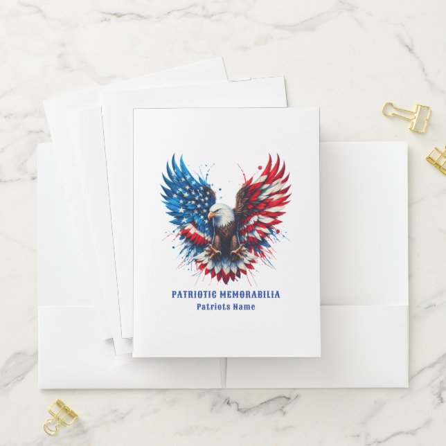 Personalized Patriotic Memorabilia American Eagle Pocket Folder (In Situ)