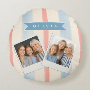 Personalized Patriotic Memorial Day 4th of July Round Pillow