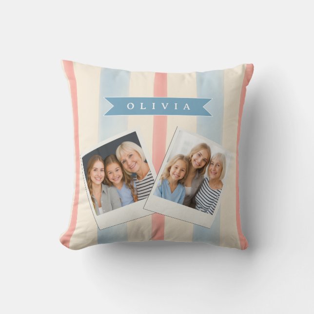 Personalized Patriotic Memorial Day 4th of July Throw Pillow (Front)