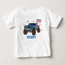 Personalized Patriotic Monster Truck Toddler Shirt
