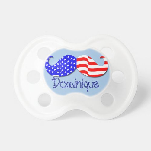 Personalized Patriotic Mustache Your Name Pacifier