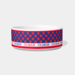 Personalized Patriotic Red White Blue Heart Bowl<br><div class="desc">This heart design features American red white blue colors.  Have fun customize it!</div>