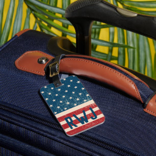 Personalized Patriotic Red White Blue Stars Stripe Luggage Tag