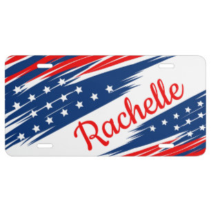 Personalized Patriotic Stars and Stripes License Plate