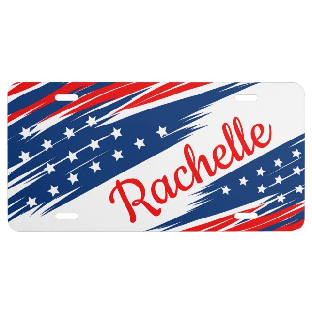 Personalized Patriotic Stars and Stripes License Plate (Front)