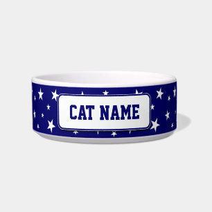 Personalized Patriotic Stars Cat Bowl