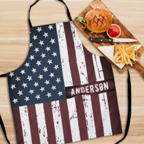 Personalized Patriotic Stars Stripes American Flag Apron