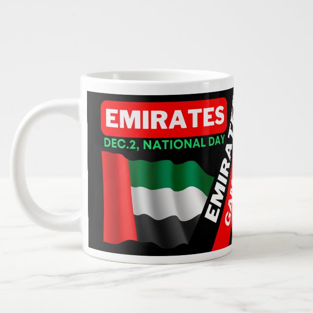 Personalized Patriotic United Arab Emirates Flag Giant Coffee Mug (Left)
