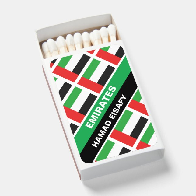 Personalized Patriotic United Arab Emirates Flag Matchboxes (Front Open)