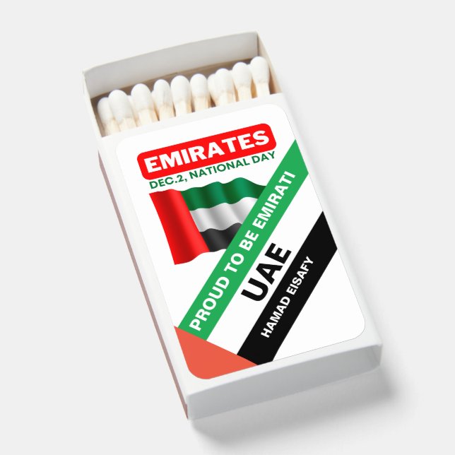Personalized Patriotic United Arab Emirates Flag Matchboxes (Front Open)