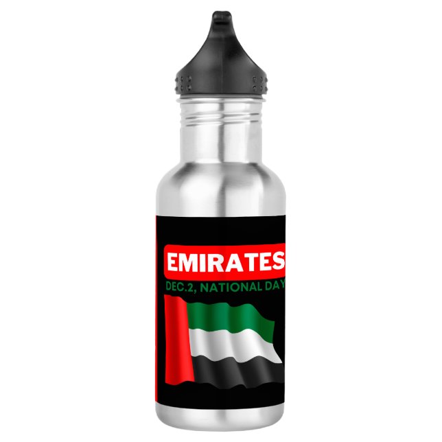Personalized Patriotic United Arab Emirates Flag Stainless Steel Water Bottle (Right)