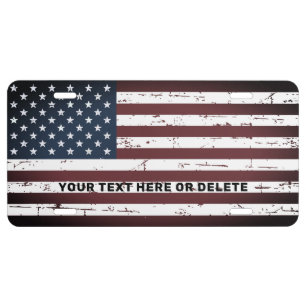 Personalized Patriotic United States American Flag License Plate