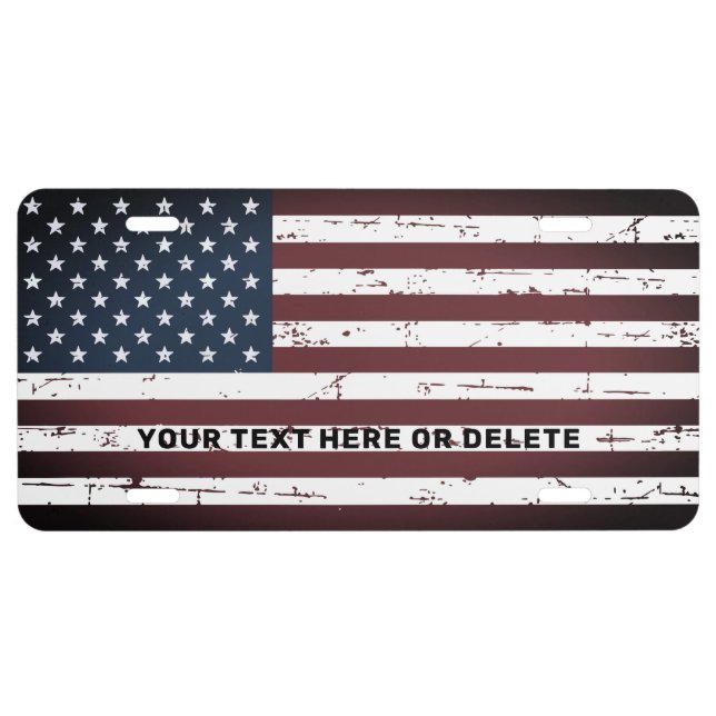 Personalized Patriotic United States American Flag License Plate (Front)