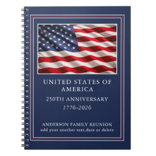Personalized Patriotic USA 250th Anniversary Notebook