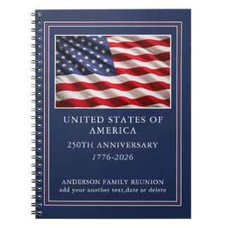 Personalized Patriotic USA 250th Anniversary Notebook