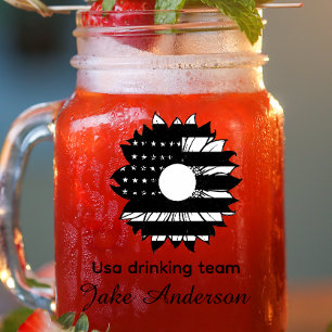  Personalized Patriotic usa drinking 4th of July  Mason Jar W/ Handle