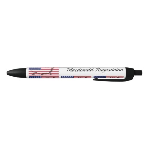 Personalized  Patriotic  USA Flag Black Ink Pen