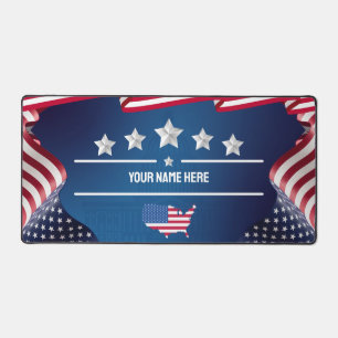 Personalized Patriotic USA Flag Desk Mat