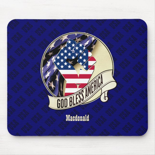 Personalized Patriotic USA God Bless America Mouse Pad (Front)