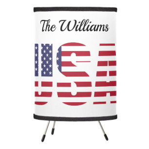 Personalized Patriotic USA Tripod Lamp
