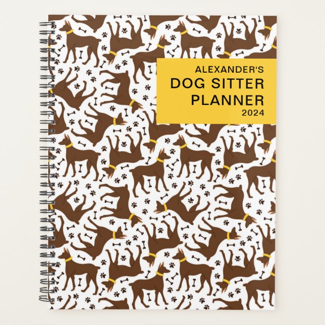 Personalized Pattern Business Dog Sitter Planner (Front)