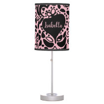 Personalized, Patterned pink, Nursery Table Lamp