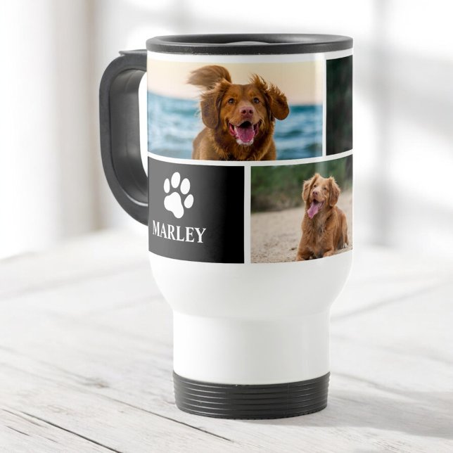 Personalized Paw Dog Lover Photo Collage Pet Travel Mug (Creator Uploaded)
