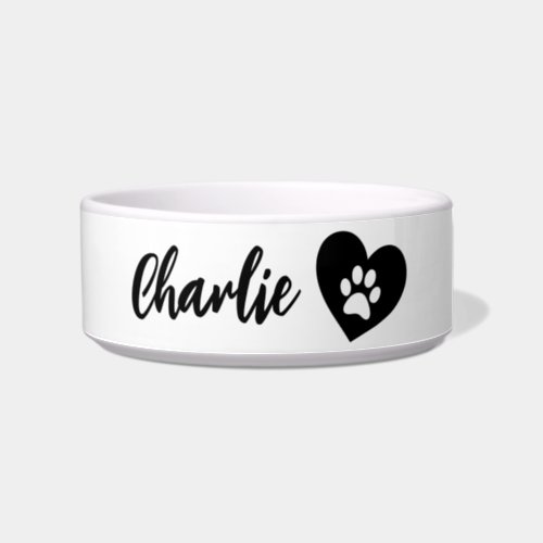 Personalized Paw Heart Name Bowl