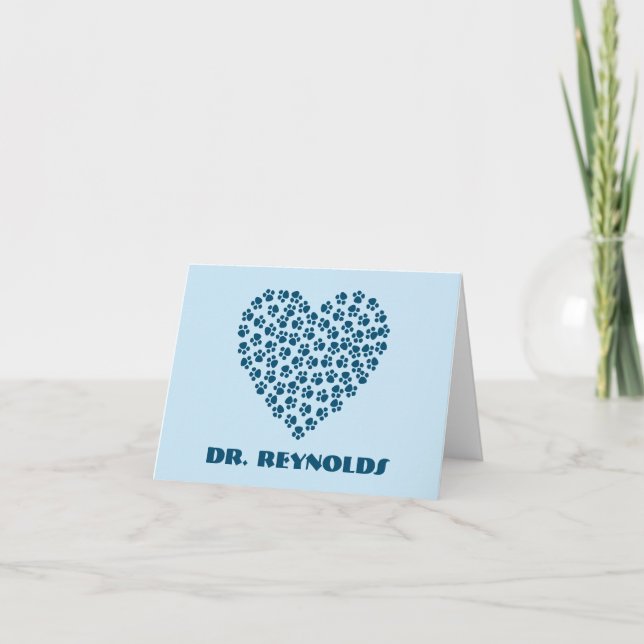 Personalized Paw Print Blank Note Cards (Front)