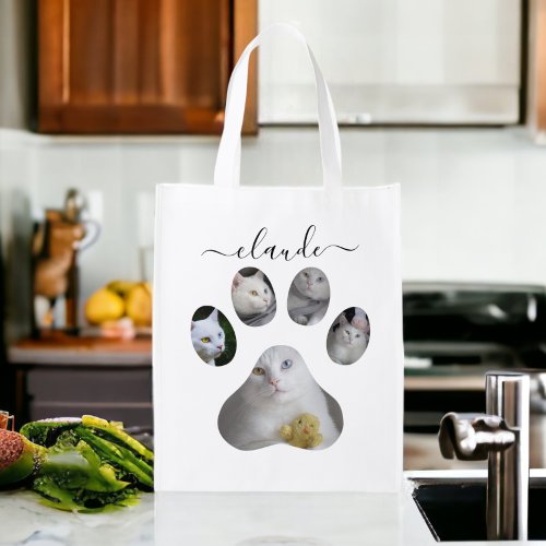 Personalized Paw Print Collage Grocery Bag