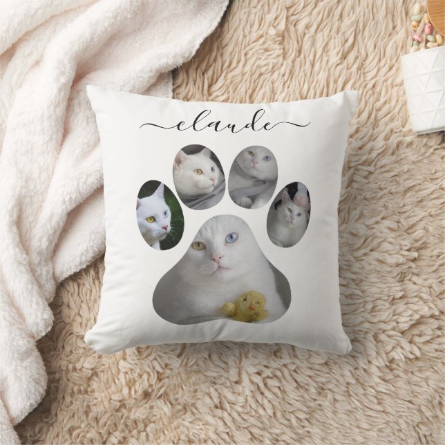 Personalized Paw Print Collage Throw Pillow (Blanket)